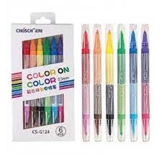 CHOSCH รุ่น CS-G124 ปากกาเจลสี 0.5 mm ด้าม 2 หัว (12สี) แพ็ค 6 ด้าม