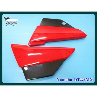YAMAHA DT125 MX MONO SHOCK SIDE COVER SET (LH&amp;RH) "RED" &amp; "BLACK"  // ฝากระเป๋า​ข้าง ​งานไฟเบอร์​ สีในตัว​ "แดง-ดำ"
