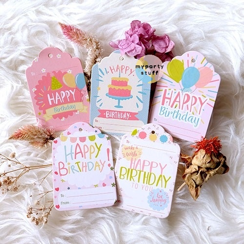 ป้ายห้อยวันเกิด / Mini Happy Birthday Hangtag Card / Happy Birthday HBD Hangtag Random Motif