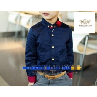 Shirt เสื้อเชิ้ตเด็ก สีกรมท่า สีขาว สไตล์เกาหลี เชิ้ตเด็ก ลำลอง หรือใส่กับสูทได้ ขนาด 7, 9, 11, 13, 15, 17 (1 ถึง 11 ปี)