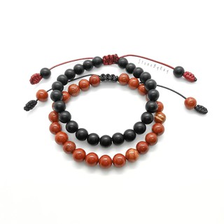 สร้อยข้อมือหินแจสเปอร์แดง+ออบซิเดียน Red Jasper+Obsidian