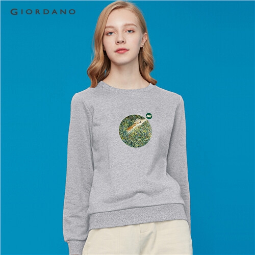 GIORDANO WOMEN Loose crewneck printed sweatshirt 91099705