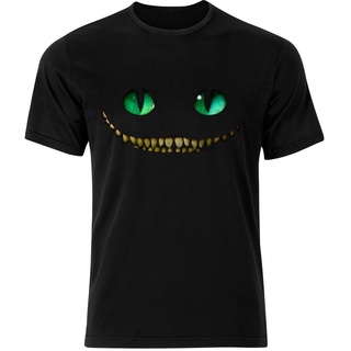 คอตต้อนคอกลมเสื้อยืดลําลอง แขนสั้น พิมพ์ลาย Cheshire Cat Smile Alice In Wonderland Film s Aa49 เข้ากับทุกการแต่งกาย สําห