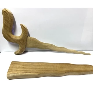 กริชไม้สักแท้พร้อมฝัก ฝีมือ ซ้อมละคร ของแต่ง งานอดิเรก DIY Real teak Kris dagger with sheath จำนวน1ชุด