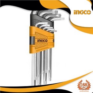 INGCO HHK13091 ชุดกุญแจแอล ชุดประแจแอล หัวจีบ (Torx) หกเหลี่ยมตัวแอล ประแจ ท็อก ดาว ท็อกดาว  9 ชิ้น รุ่นก้านยาว