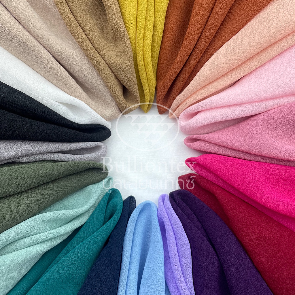 ผ้าชีฟองเนื้อทราย Crystal Chiffon เนื้อผ้านุ่มพลิ้วไหว เนื้อบาง​เบา ทำผ้าคลุมฮีญาบ ขนาด 1 หลา