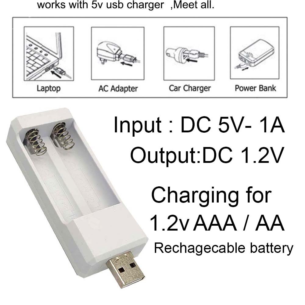 เอาต์พุต USB 5V 2 ช่องชาร์จเร็วแบตเตอรี่แบบชาร์จไฟได้อเนกประสงค์ AA/AAA เครื่องชาร์จแบตเตอรี่