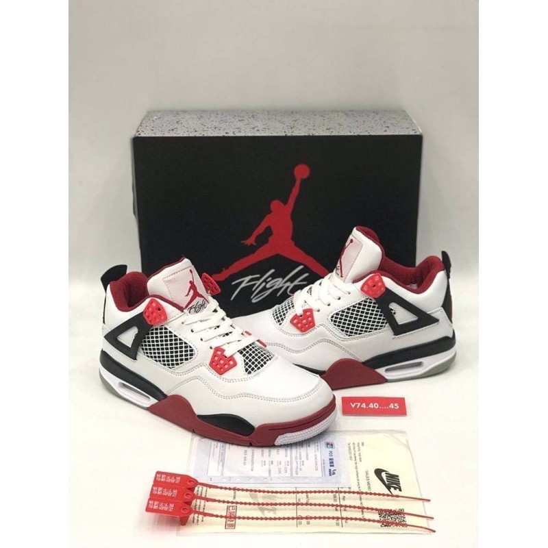 Nike Air Jordan 4 Retro(size40-45) White Red ขาวแดง