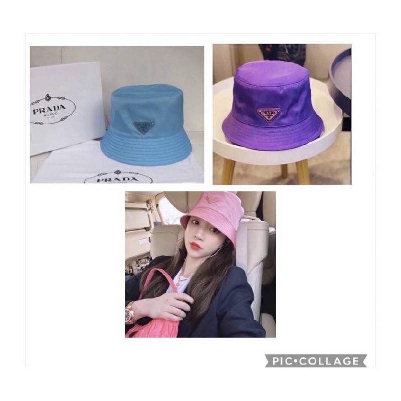 🌈 หมวกBucket รุ่นใหม่ PRADA พร้อมส่ง งานป้ายห้อย งามตามกระแสค่า  🔸มี3สี ชมพู ฟ้า ม่วง