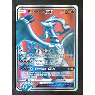 Reshiram - Dark GX Card 65/70 เรชิรัม Pokemon Card Gold Flash Light (Glossy) ภาษาอังกฤษ