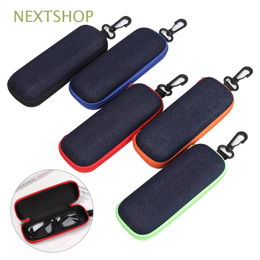 NEXTSHOP กล่องใส่แว่นกันแดด แว่นตา แบบแข็ง ผ้ายีนส์ แฟชั่น พกพา