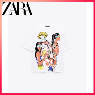 Zara ใหม่ เสื้อยืด พิมพ์ลาย สําหรับผู้หญิง