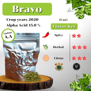 Bravo Hops (1oz) Crop years 2020 (บรรจุด้วยระบบสูญญากาศ)