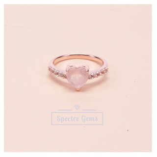 แหวนเงินแท้ 925 พลอยแท้ Sterling Silver Ring 92.5% topped with Rose Quartz (Pink) ชุบ 18K โรสโกลด์ *พร้อมส่ง*