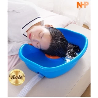 ที่รองสระผม อ่างสระผม เคลื่อนที ที่นอนสระผม เสริมแผ่นยางรองคอ เหมาะสำหรับผู้ป่วยติดเตียง D09