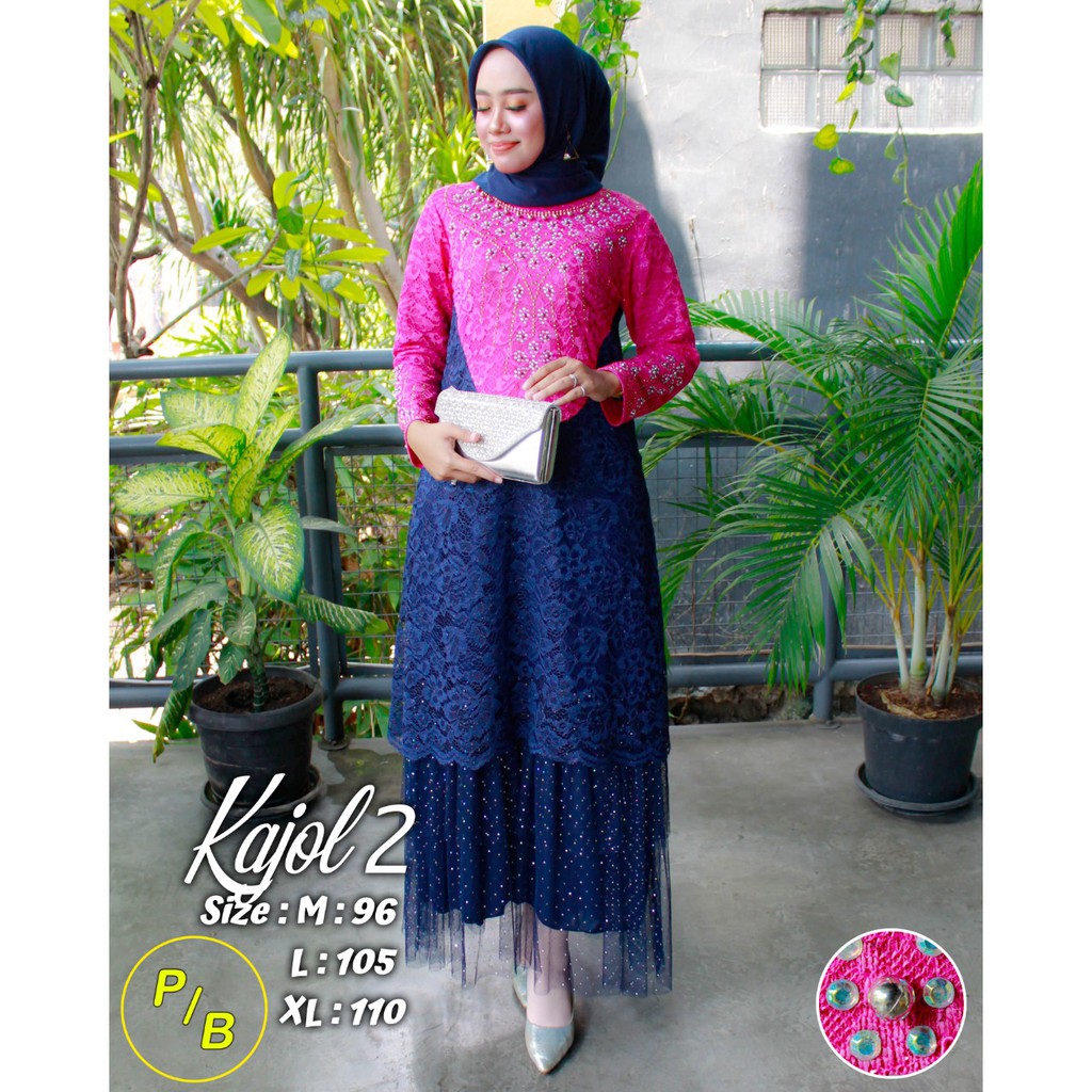 Kheisa collection - Gamis Kajol 2 Brocade Glitter Blue Pink