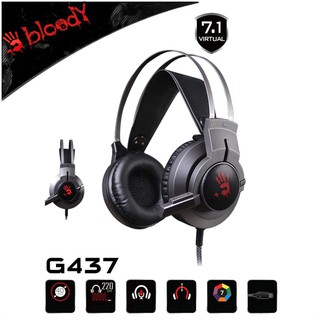 หูฟังเกมมิ่ง Bloody G437 GAMING HEADSET ระบบเสียงจำลองรอบทิศทาง 7.1 พร้อมแสงไฟ RGB