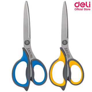 Deli 77759 Scissors กรรไกรสเตนเลส สำหรับตัดกระดาษและผ้า ขนาด 170 mm (6 3/5 นิ้ว) คละสี 1 ชิ้น อุปกรณ์ตัด อุปกรณ์สำนักงาน