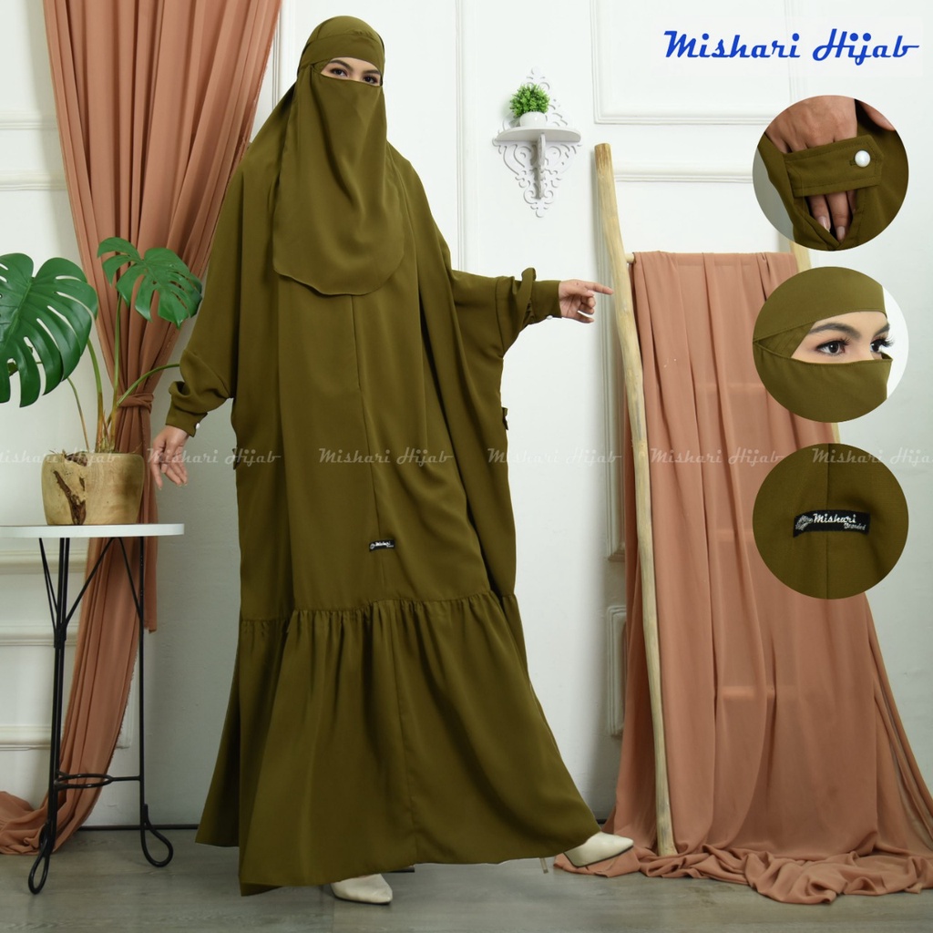 Mishari Overhead/ฟรีผ้าคลุมหน้า Long Khimar Overhead Rempel/รอบยาว Khimar Wolfis วัสดุ super premium