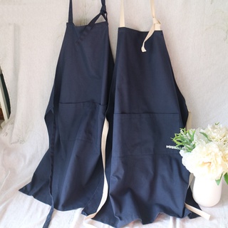 (พร้อมส่ง) ผ้ากันเปื้อนแคนวาส สีกรม Navy Blue ผ้ากันเปื้อนงานศิลปะ สำหรับชายและหญิง ทำอาหาร ห้องครัว ร้านอาหาร ร้านกาแฟ