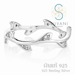 SUVANI เงินแท้ 92.5% แหวนใบมะกอกฝังเพชรCZ Silver Ring CZ Infinity Olive Branches ไซส์ 6 – 8