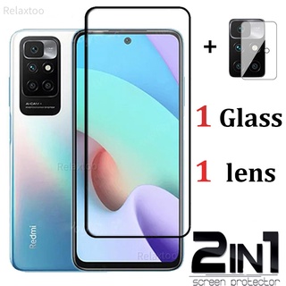 2in1 9H Full Cover Screen Tempered Glass For Xiaomi Redmi 10 phone Protective Glass &amp; Back Camera Lens Safety Glass Screen Protector for redmi10 protect film