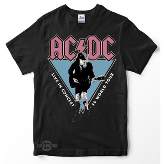 เสื้อยืด acdc LIVE IN CONCERT 79 WORLD ทัวร์ พรีเมี่ยม เสื้อยืด acdc ทัวร์วงดนตรี วินเทจ ร็อคแอนด์โรล เมทัลลิก้า led zeppelin ทัวร์ทางหลวง สีดํา sabbath