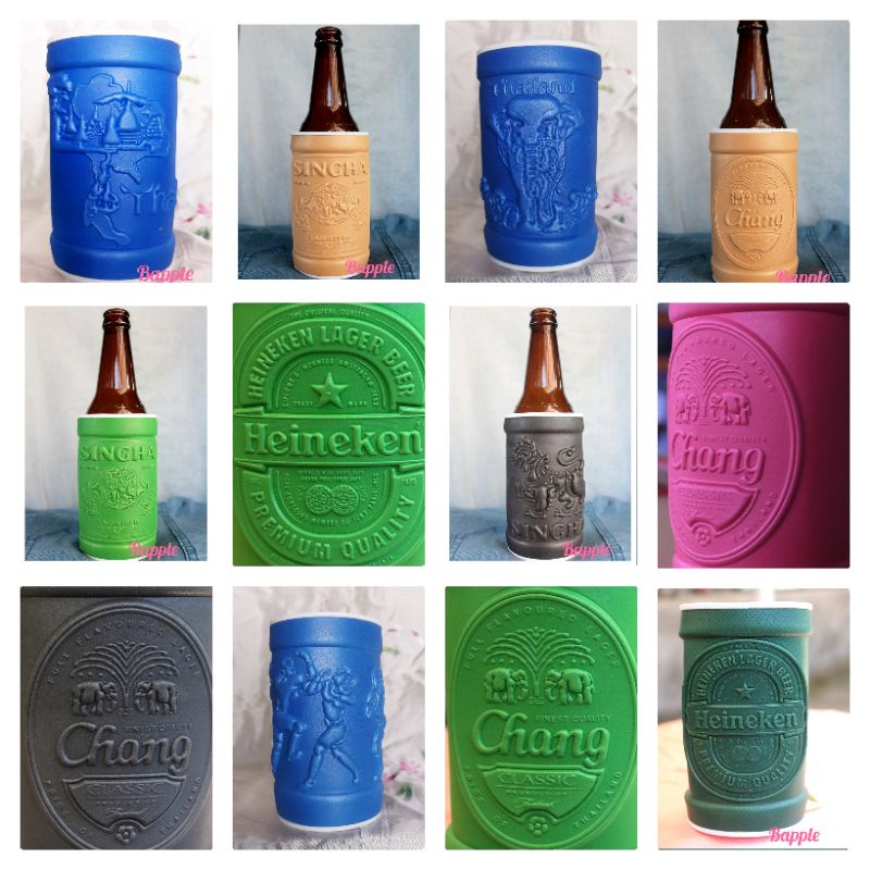 ปลอกเบียร์ปั้มนูน ปลอกเก็บความเย็น สวย คมชัด หลากหลาย มี 2 ขนาด Stubby Holder