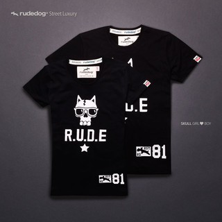 rudedog เสื้อคอกลม  ชาย หญิง  รุ่น skull สีดำ