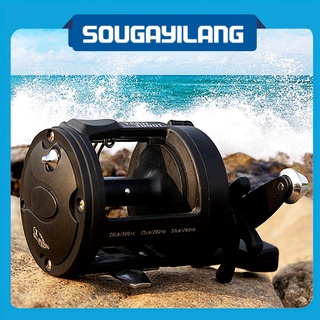 Sougayilang Baitcasting Reel 3.8: 1 กลองตกปลา Reel Trolling เรือสายตกปลาล้อ Molinete ขวามือสีดำ