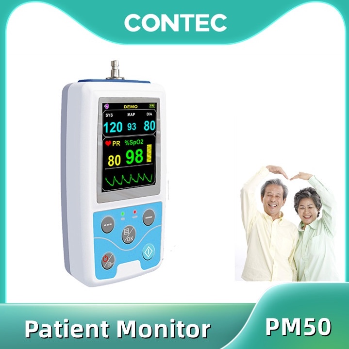 Contec PM50 เครื่องวัดอัตราชีพจร Patient Monitor NIBP SPO2 24 ชั่วโมง ซอฟต์แวร์ PC SPO2+NIBP+PR