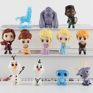 โมเดลตุ๊กตาฟิกเกอร์ Disney Frozen 2 Elsa Anna Kristoff Olaf Fire Elves น่ารัก ขนาดเล็ก ของเล่น สําหรับเด็กผู้หญิง วันเกิด 12 ชิ้น ต่อชุด