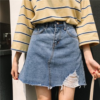 พร้อมส่ง🍑มีชำระเงินปลายทาง Korea Denim skirt กระโปรงยีนส์ กระโปรงยีนส์สั้น [A001]