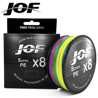 Jof X8 100เมตร150เมตร300เมตร500เมตรสายการประมงถัก8เส้นหลากสี M ultifilament น้ำเค็ม PE Line15 20 30 40 60 80 10