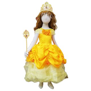 พร้อมส่ง ชุดเบลล์ ชุดเจ้าหญิงเบลล์ เด็ก สีเหลือง ชุดเต้นรำ princess belle costume cosplay fancy size 90-140 cm.