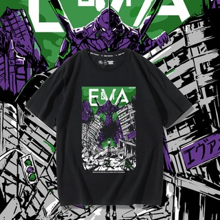 ผ้าฝ้ายแท้เสื้อยืด แบรนด์ Eva Co No. เสื้อยืดแขนสั้น ผ้าฝ้ายแท้ ทรงหลวม พิมพ์ลายการ์ตูนอนิเมะญี่ปุ่น แฟชั่นฤดูร้อน สําหร