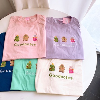 เสื้อยืด oversize ผ้าคอตตอน สไตล์ minimal ปัก goodnotes 🎄🐻