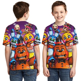 Five Nights At Freddys เสื้อยืดคอกลมพิมพ์ลาย 3D Fnaf แฟชั่นฤดูร้อนสําหรับเด็กผู้ชายและเด็กผู้หญิง