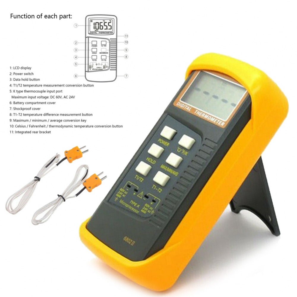 【DOLLDOLL】6802 II Dual Channel K Type Digital Thermocouple Thermometer Measurement Gauge