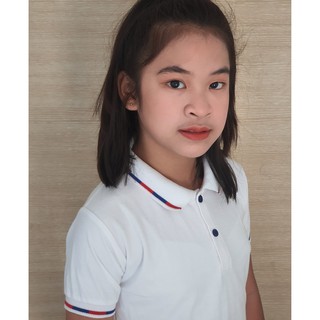 เสื้อโปโลเด็กสีขาว เนื้อผ้า Kaneko 35 Cotton 65 Polyester