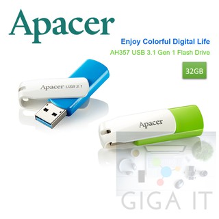 Apacer Flash Drive AH357 32GB - 64GB (USB3.1 Gen1 Flash Drive) รับประกัน Life Time