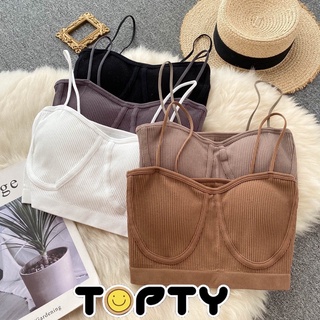 🔆TOPTY🔆 เสื้อสายเดี่ยวสายมินิมอล ผ้าKnit มีฟองน้ำ รุ่นสุดฮิต