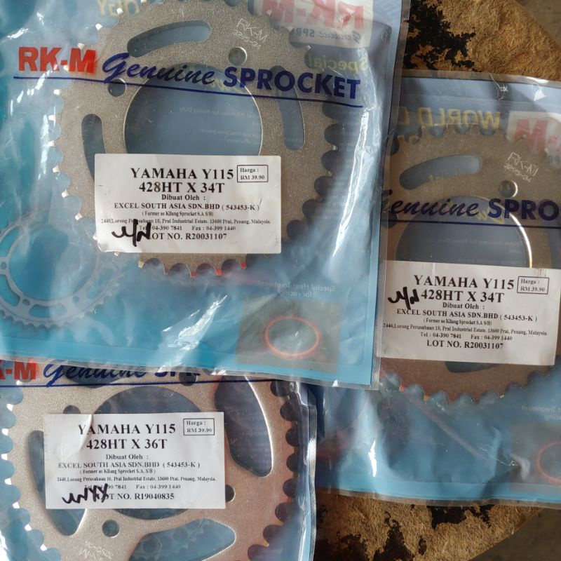 เฟือง Spoket RKM RK-M 428 Belakang ด้านหลัง Yamaha Lagenda 115Z 115 34 35 36 37 38 39 40 34T 35T 36T
