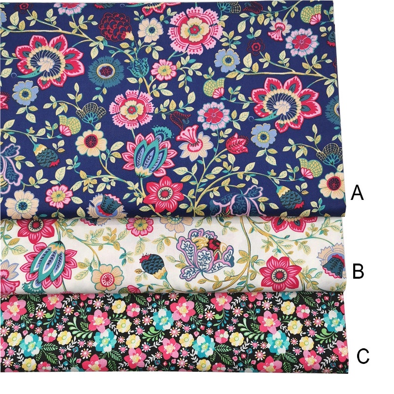 การออกแบบดอกไม้ผ้าฝ้าย 100% สําหรับชุดเย็บผ้า Baju Kurung เสื้อ Kain Cotton ผ้าเด็ก
