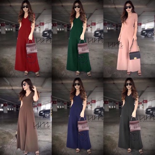 👗Pfashion [ส่งไว!!🚛] P2766 จั้มสูทขาบานทรงA แขนสั้น คอวีA-line wide leg jumpsuit, short sleeves, V-neck.