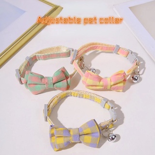 &lt;xiaoluoyi&gt;Pet supplies small daisy new lattice small christmas bow collar collar collar spot