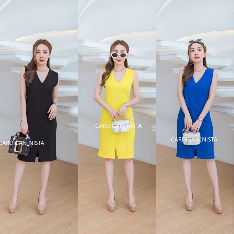 TOPSHOP เดรสคอวีแขนกุด ผ่าหน้า CARDIGAN_NISTA (TOP1B)