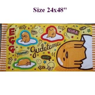 ลิขสิทธิ์แท้ ผ้าขนหนู ผืนกลาง ขนาด 24x48 นิ้ว ลาย กุเดทามะ Gudetama ไข่แดงขี้เกียจ ผ้านิ่ม ราคาป้าย 525บ.