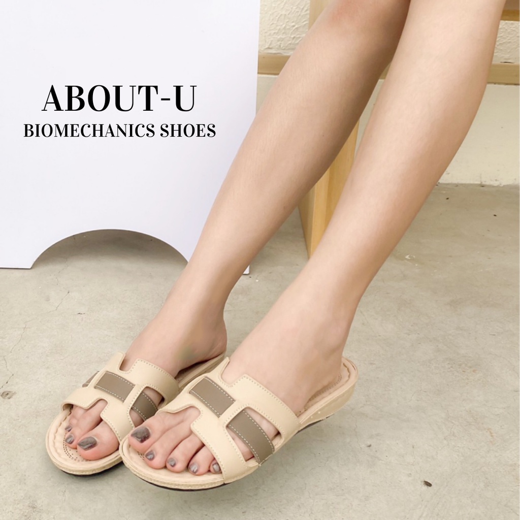 ABOUT-U รองเท้าเพื่อสุขภาพผู้หญิง รัดส้น ใส่สบาย น้ำหนักเบา เย็บรอบ ใช้ทน กันน้ำ กันลื่น รุ่นรัดส้น
