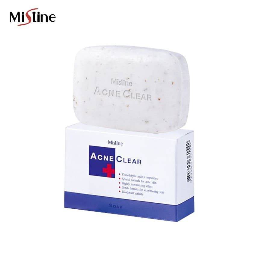 Mistine Acne Clear Soap 90g. มิสทิน สบู่แอคเน่ เคลียร์ สบู่ สบู่ลดการเกิดสิวจากข้าวโอ๊ต สบู่ล้างหน้า